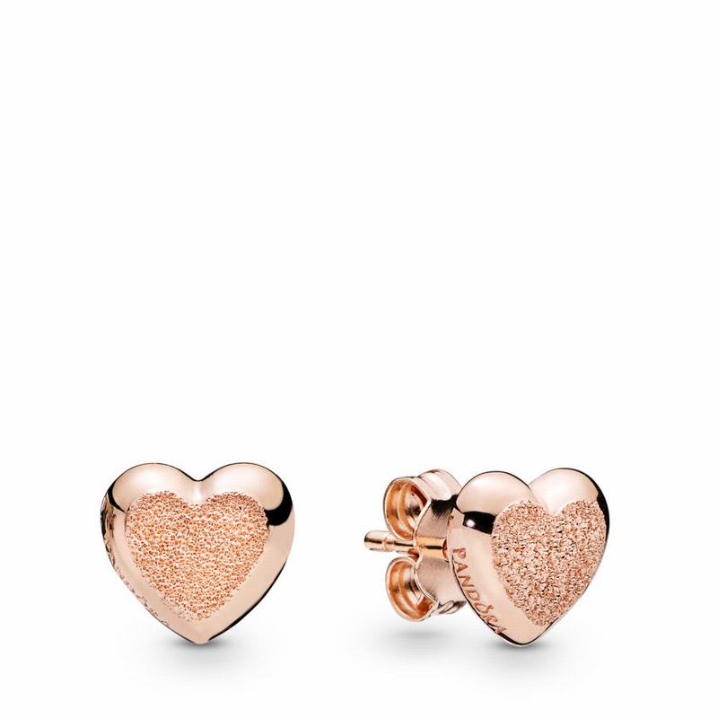 Pandora Rose™ Matte Brilliance Hearts Stud Earrings Ireland - Pandora Rose - 870564SOG